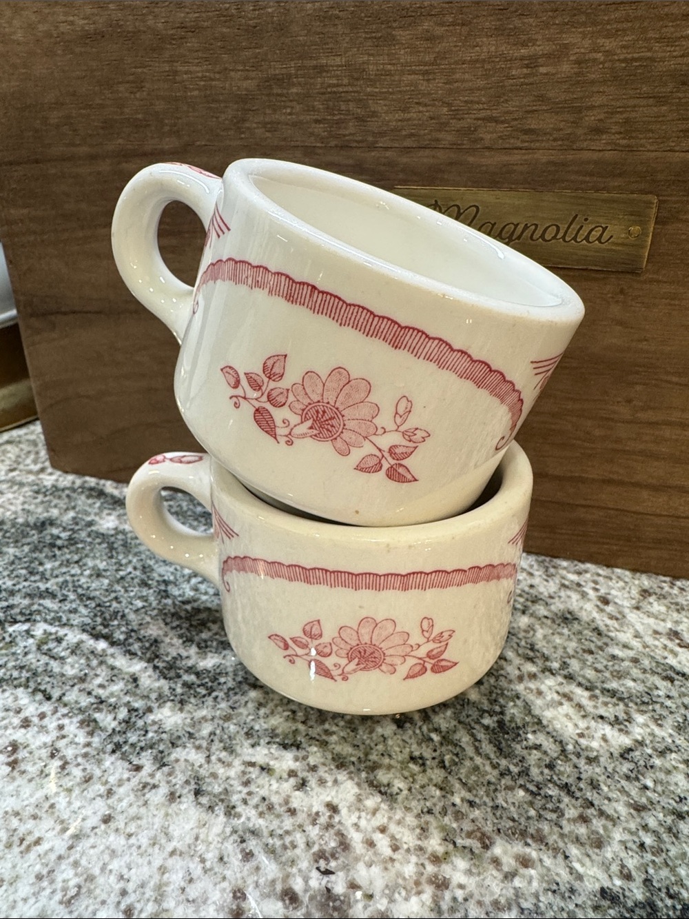 Homer Laughlin Ceramic Coffee Mugs in pink - Set of 2
